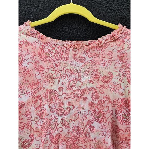 Oneworld Womens Top Size Medium Multi-Color 100% Cotton Short Sleeve Pullover - Picture 12 of 12